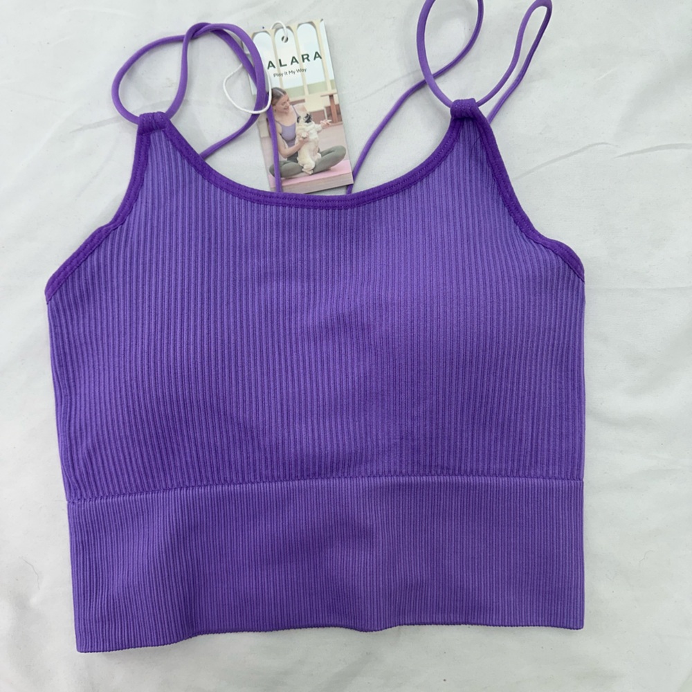 HALARA Purple Ribbed Crop Tank